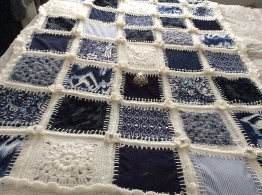 Quilted and crochet infusion throw