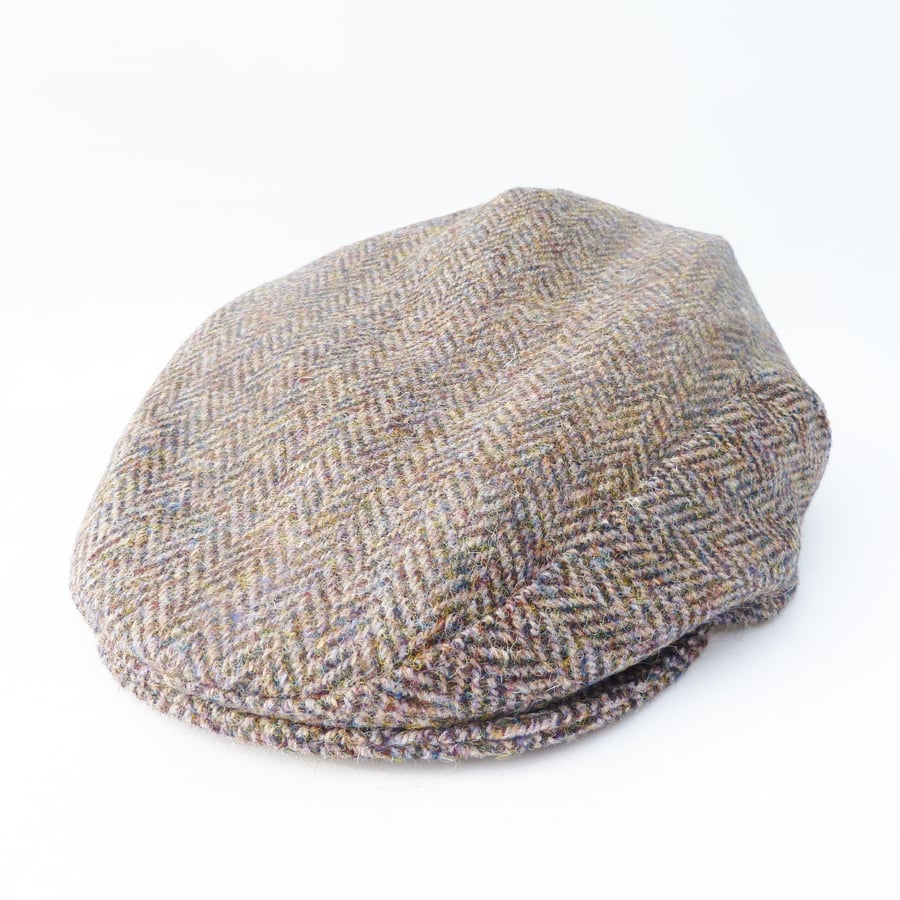 Men's Harris Tweed Flat Cap - Multi autumnal colours