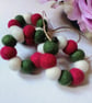 Felt Ball Mini Wreath Hanging Decorations, Set of 3, Christmas Colours. - Image 1