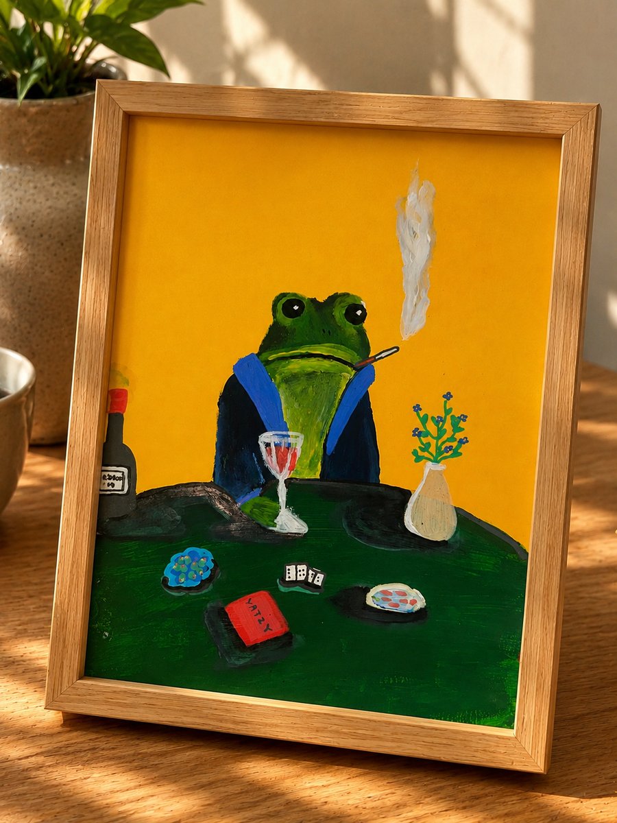 Quirky Frog Art Original 