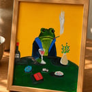 Quirky Frog Art Original 