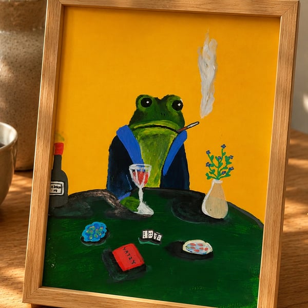 Quirky Frog Art Original 