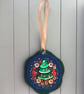 Hand Embroidered Gingerbread Tree Decoration 