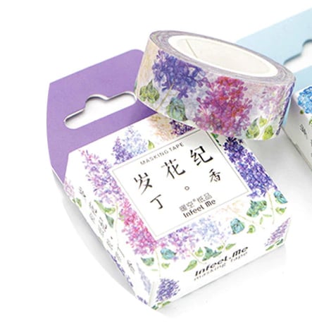 Lilac Flower Washi Tape, Decorative Adhesive Tape,Lilac, Pink flowers, Cards, 7m