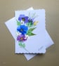original hand painted floral greetings card blank ( ref FA63 P2 )