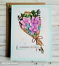 Bouquet Birthday Card - handcrafted birthday card, flowers, textured, 3D