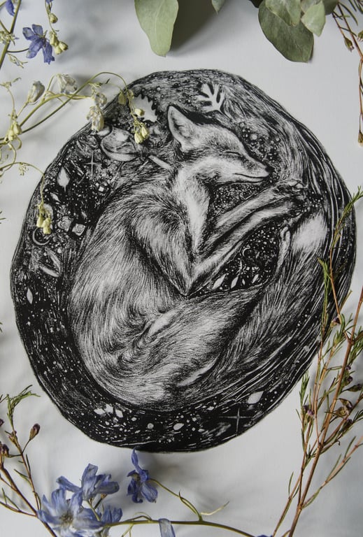 Fox Art Print Dreaming In The Earth