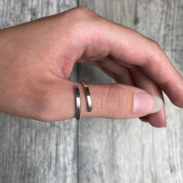 Sterling silver ring, open adjustable ring