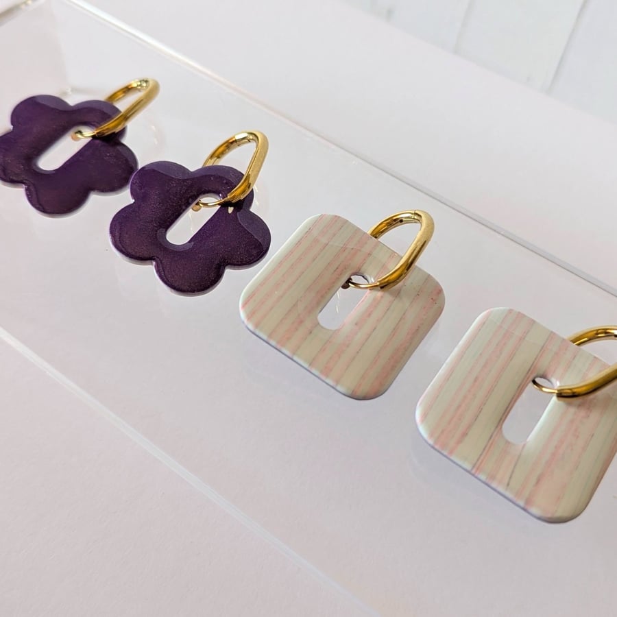 Pastel stripe duo earrings.
