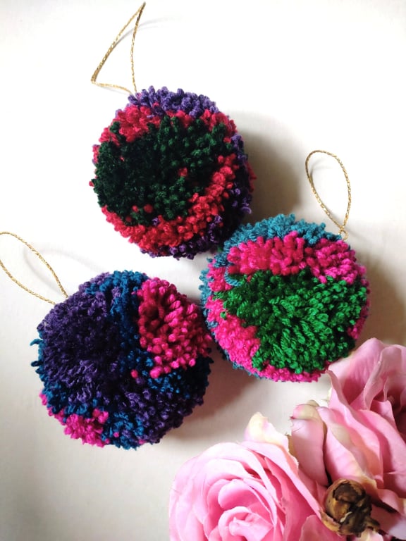 Pompom Baubles, Eclectic Bohemian Christmas Decor