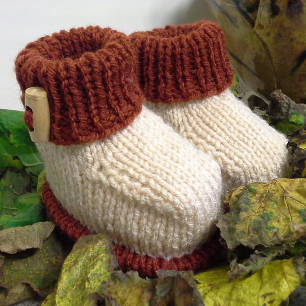 Baby Boy's Hand Knitted Booties  3-6 months size