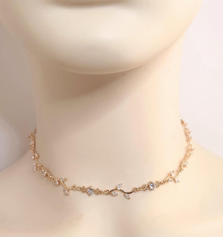 Crystal Vine Choker Necklace, Regency Coquette Jewelry