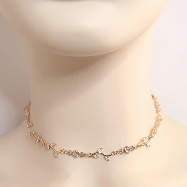 Crystal Vine Choker Necklace, Regency Coquette Jewelry