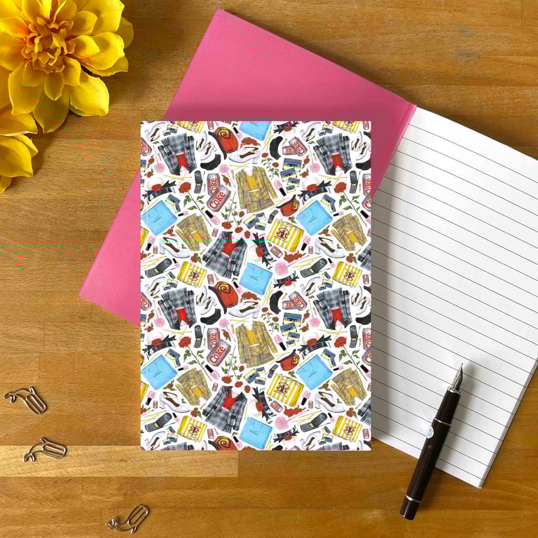 Clueless A5 Notebook – Hand-Drawn 90s Nostalgia with Recycled Lined Pages