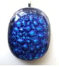 Blue Sparkly Dichroic Fused Glass Pendant 271 silver plated chain handmade gift - Image 4
