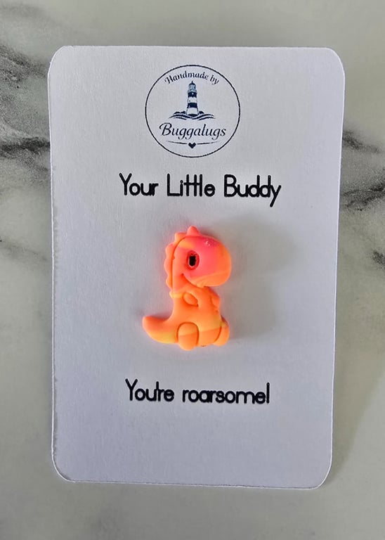 Handmade Dino Buddy neon pin badge - Gift for yourself or a loved one