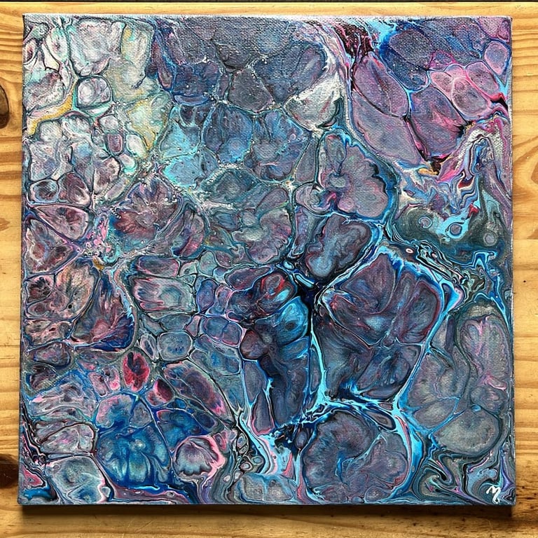 Cosmic Tide, Original Acrylic Pour Painting 12" by 12" (30cm by 30cm)  