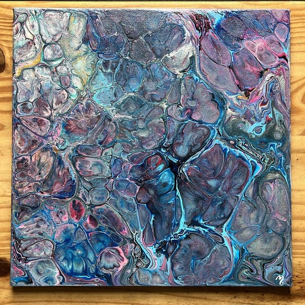 Cosmic Tide, Original Acrylic Pour Painting 12" by 12" (30cm by 30cm)  