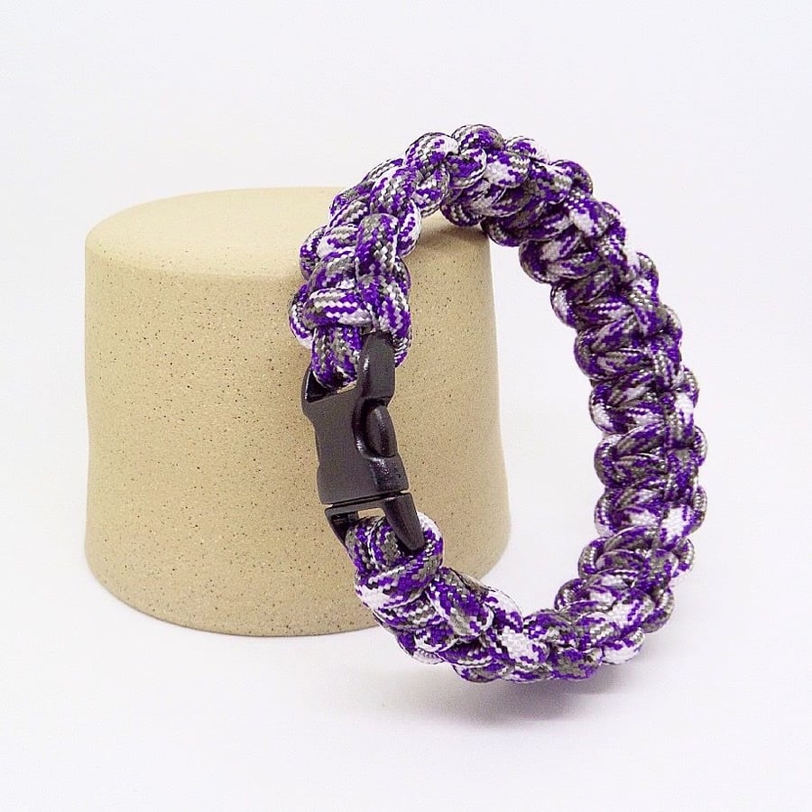 Paracord Bracelet - Mauve, Lilac And Grey