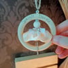 Ivory satin  fairy Christmas decoration pyrography Spangle Dangle