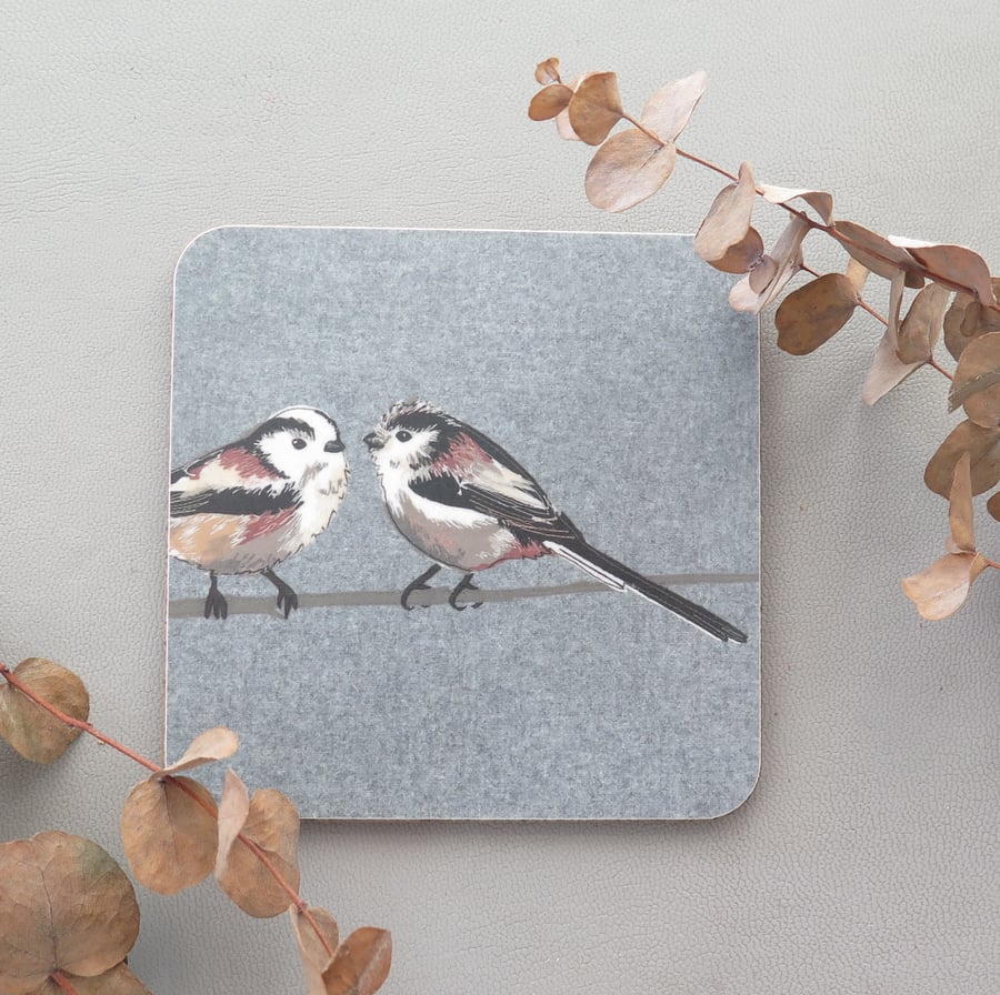 Long-tailed tit coaster