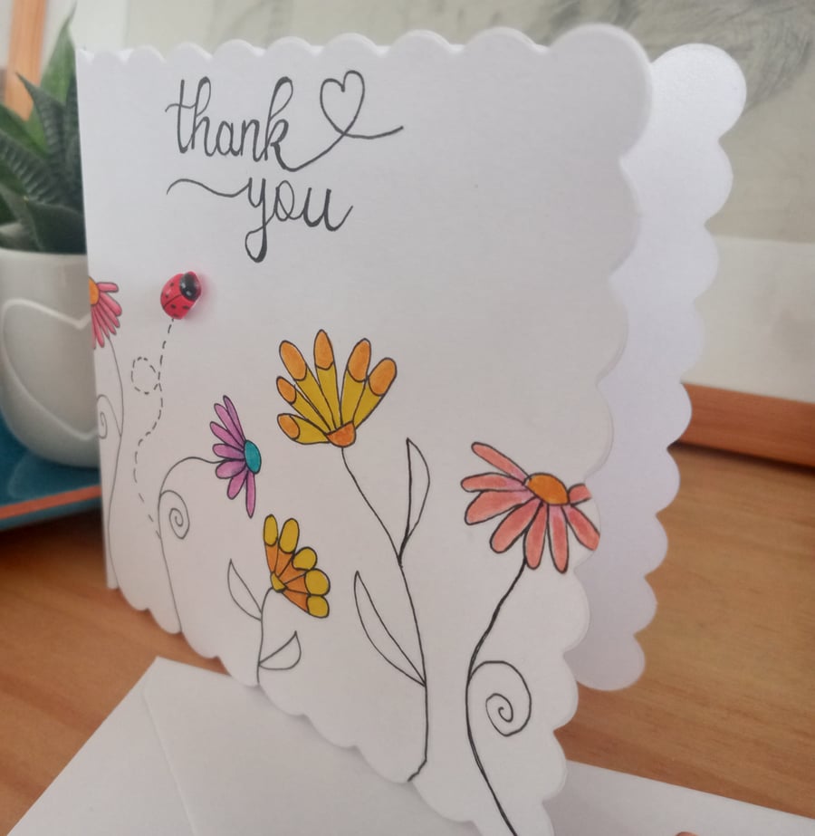 Beautiful Hand drawn "THANK YOU" card