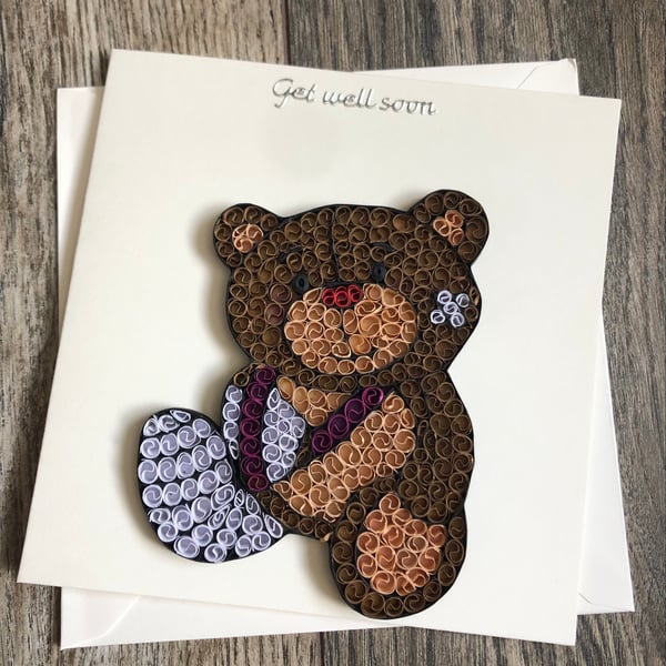 Handmade quilled get well soon card