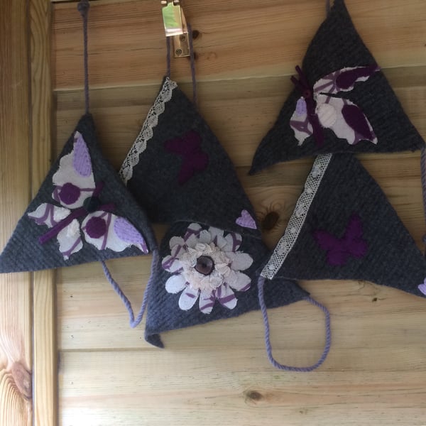 Repurposed Grey Wool Bunting. Perfectly Imperfect