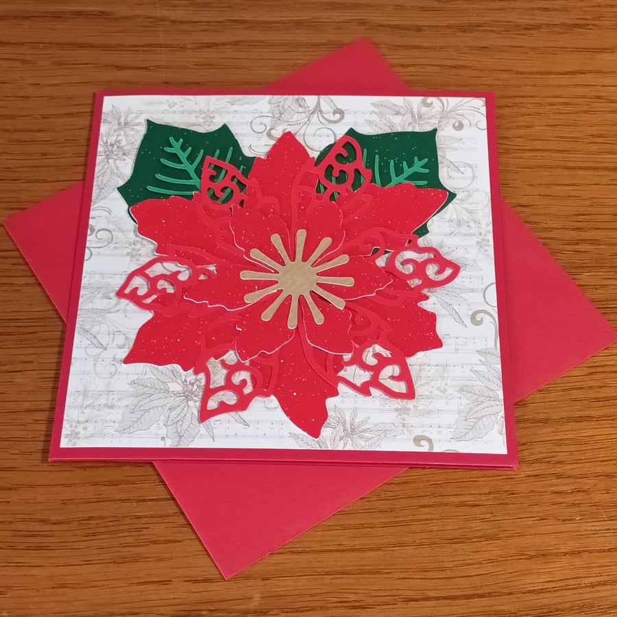 Poinsettia Christmas Card – Red