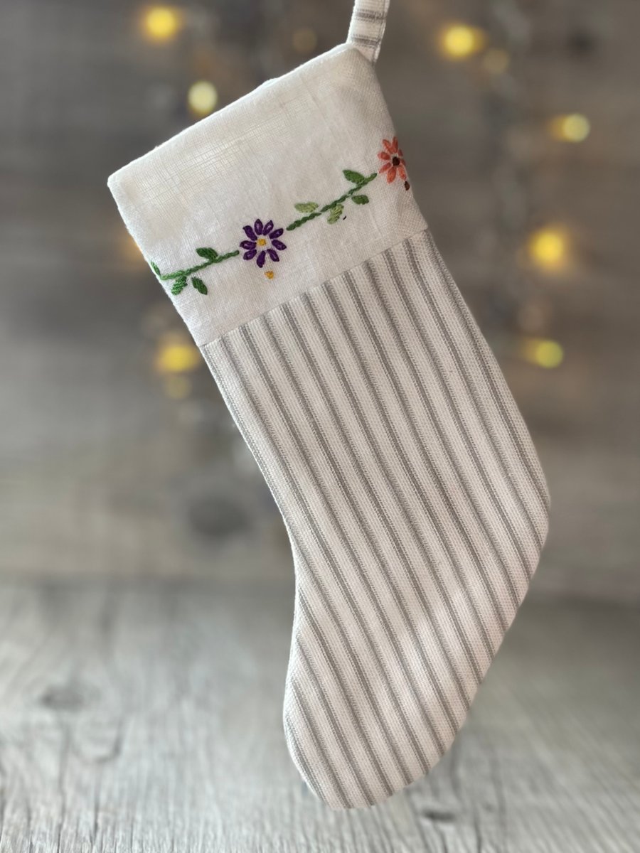 Vintage Embroidery Christmas Stocking Decoration 