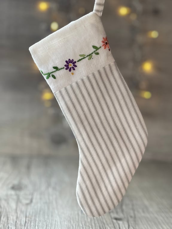 Vintage Embroidery Christmas Stocking Decoration 