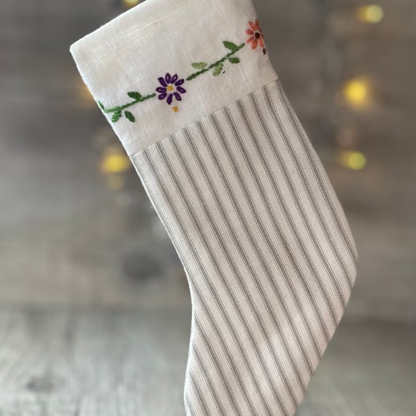 Vintage Embroidery Christmas Stocking Decoration 