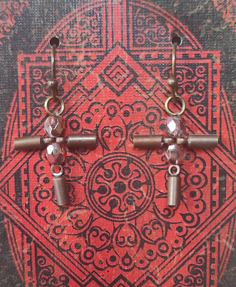 Steampunk copper and rose glass crosses