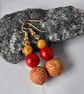 Mustard and red dangly polymer clay earrings - Image 2