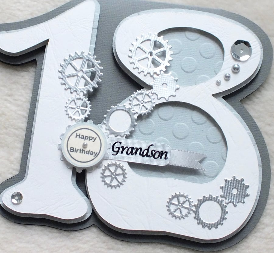 Luxury Handmade Personalised 18th Birthday Number Shaped Card