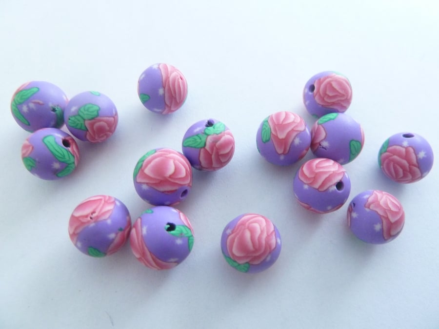 HALF PRICE pink rose polymer clay beads