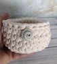 Crochet container, storage pot, bathroom decor, recycled, ceramic button - Image 6