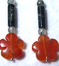 Sterling Silver &  Moss Agate Earrings Featuring Red Agate Flowers   - Image 7