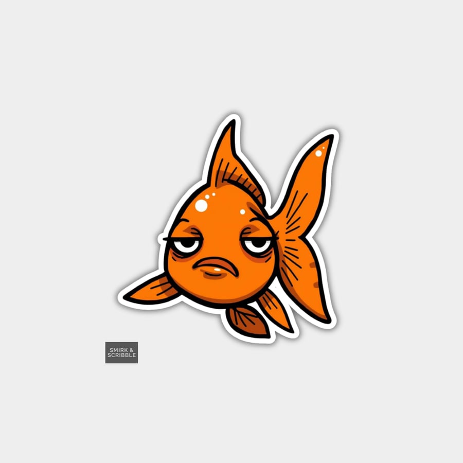 Funny Novelty Vinyl Sticker - Unimpressed Fish