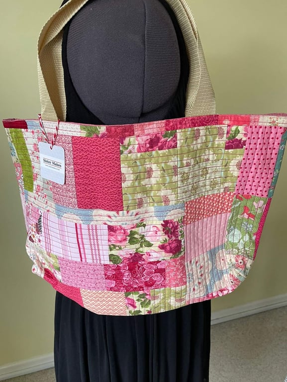 Pretty Pinks Patchwork Tote Bag