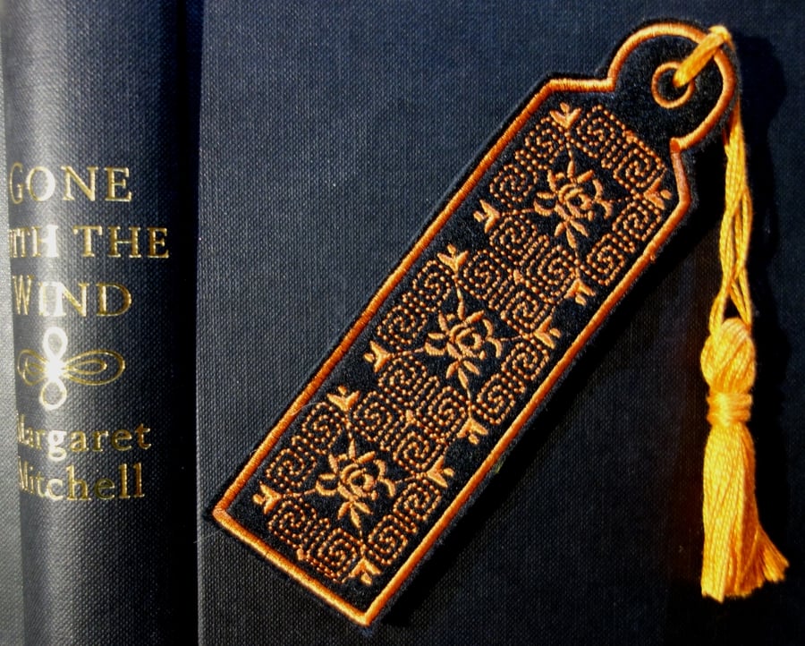 Handmade Bookmark embroidered design with coordinating tassel