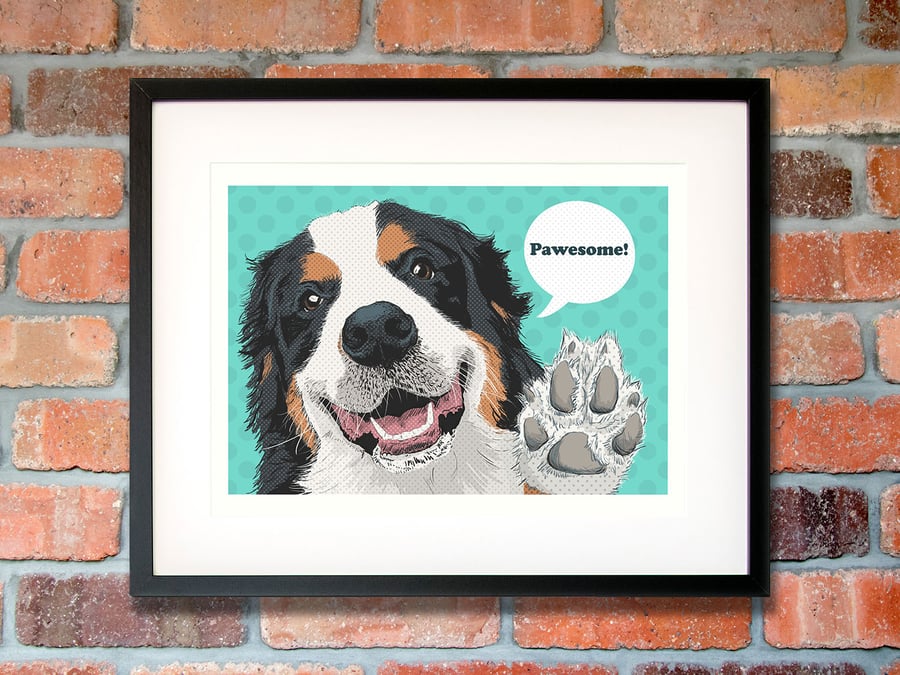 Bernese pop art, Bernese birthday gift, Bernese Mountain dog gift for her