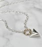 Handmade sterling silver small arrow pendant 9ct gold loop chain necklace - Image 1