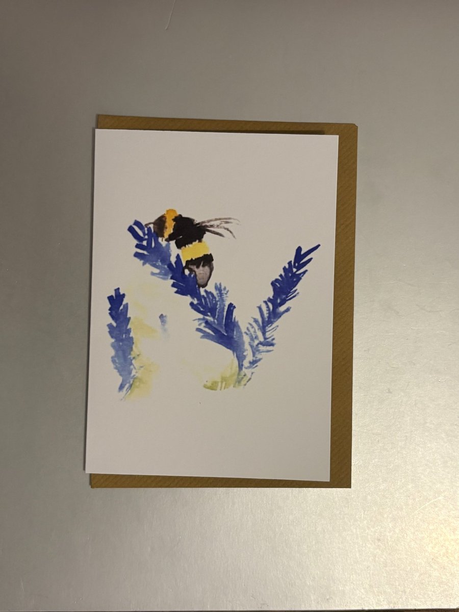 Bee on Lavender A5 Greeting Card