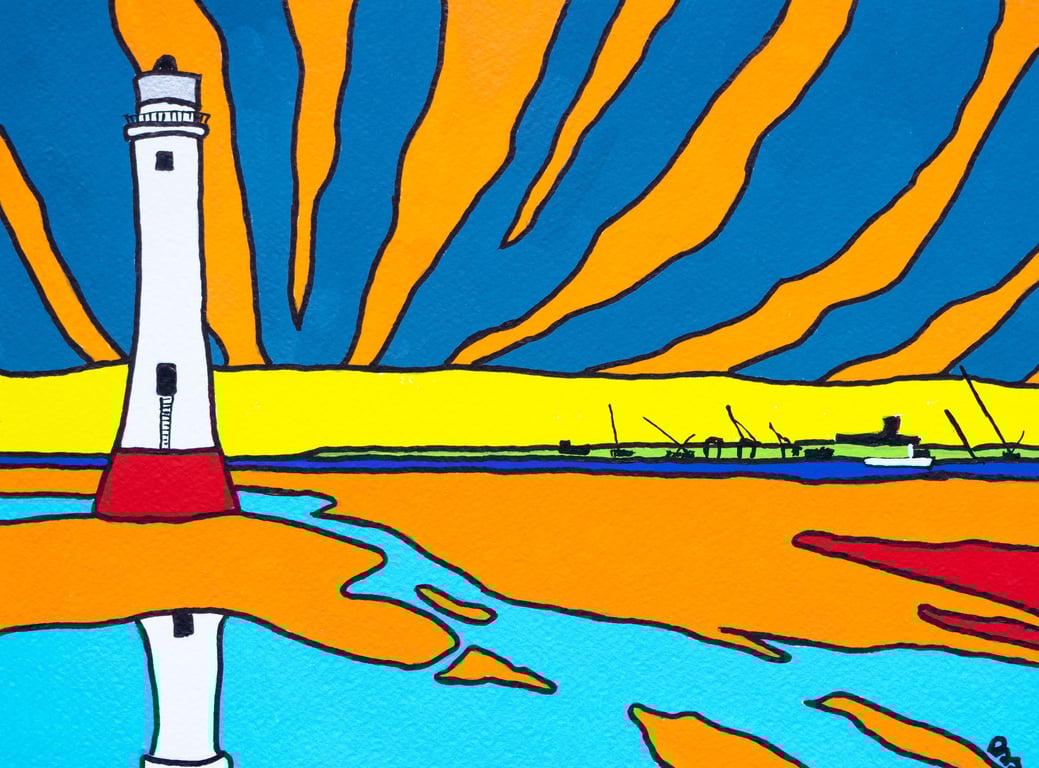 New Brighton lighthouse colourful painting