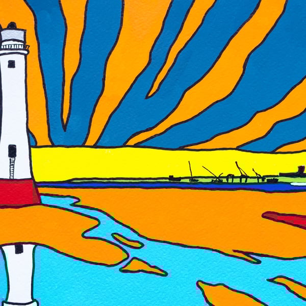 New Brighton lighthouse colourful painting