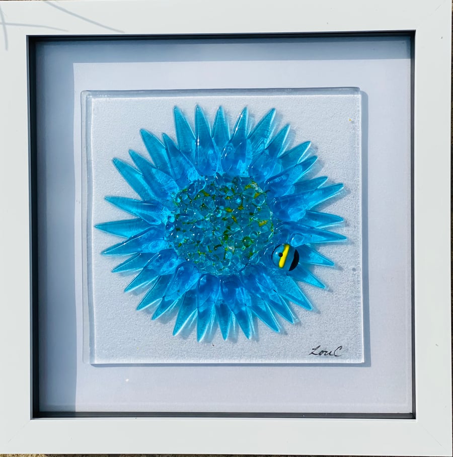 Fused glass cornflower picture