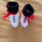Hand knitted novelty snowman bootees