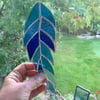 Stained Glass Feather Suncatcher - Handmade Window Decoration - Blue