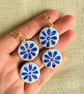 DAPHNE - Mediterranean Blue Flower Drop Earrings - Image 3